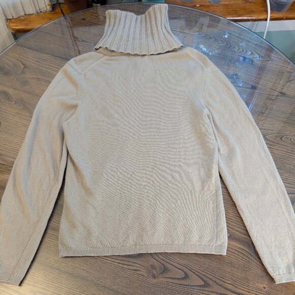 Chanel 2001 01A Light Brown Beige Cashmere Turtleneck Sweater Women FR44 M 8 10 - Picture 6 of 16